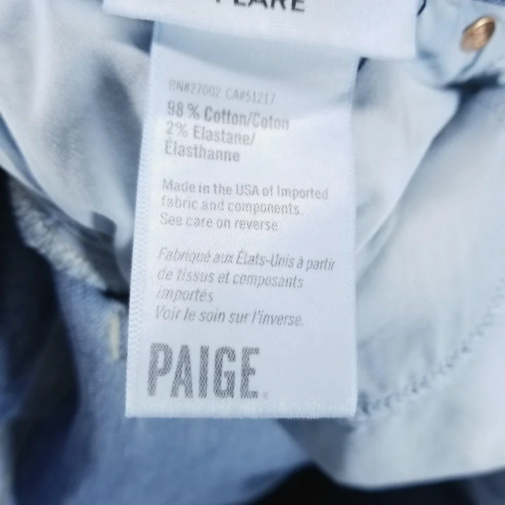 Paige Jeans Womens 30 Blue Colette Crop Flare Mid Rise Raw Fringe Stretch - Picture 5 of 10